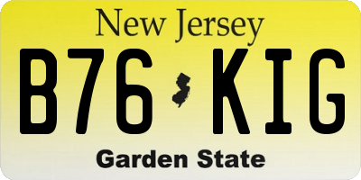 NJ license plate B76KIG
