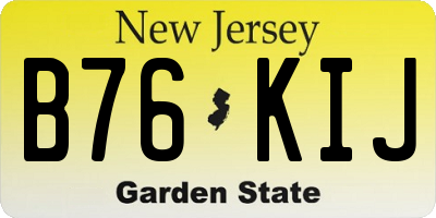 NJ license plate B76KIJ