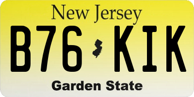 NJ license plate B76KIK