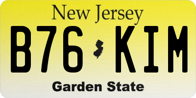 NJ license plate B76KIM