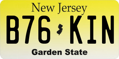 NJ license plate B76KIN