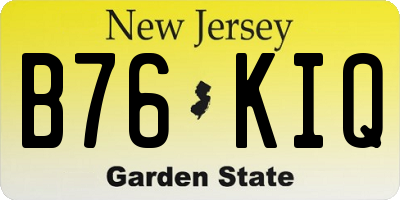 NJ license plate B76KIQ