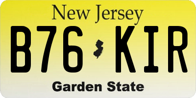 NJ license plate B76KIR