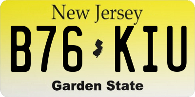 NJ license plate B76KIU