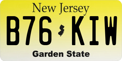 NJ license plate B76KIW