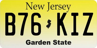 NJ license plate B76KIZ