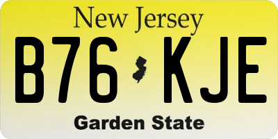 NJ license plate B76KJE