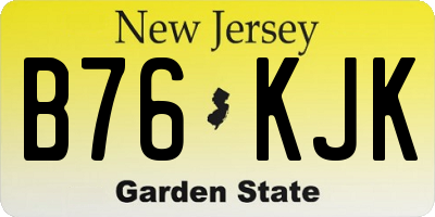 NJ license plate B76KJK