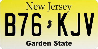 NJ license plate B76KJV