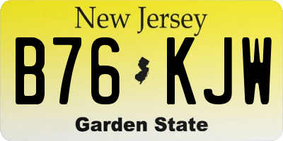 NJ license plate B76KJW