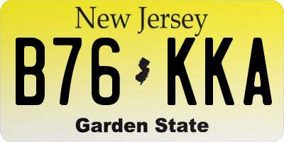 NJ license plate B76KKA