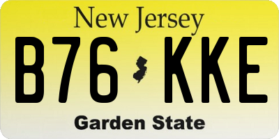 NJ license plate B76KKE