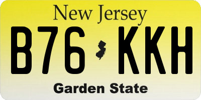 NJ license plate B76KKH