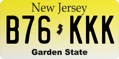 NJ license plate B76KKK