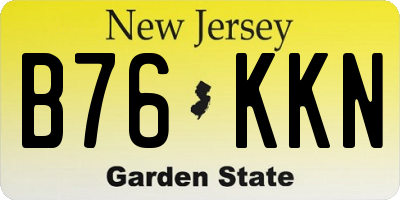 NJ license plate B76KKN