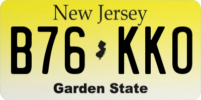 NJ license plate B76KKO