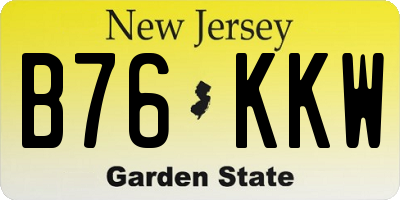 NJ license plate B76KKW