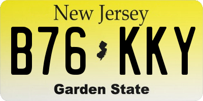 NJ license plate B76KKY