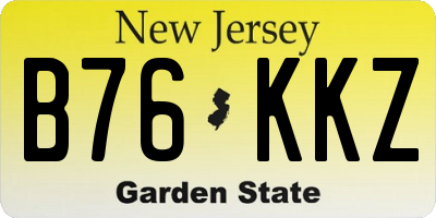 NJ license plate B76KKZ