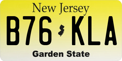 NJ license plate B76KLA