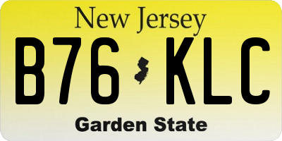 NJ license plate B76KLC