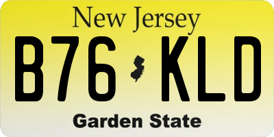 NJ license plate B76KLD