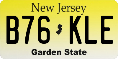 NJ license plate B76KLE