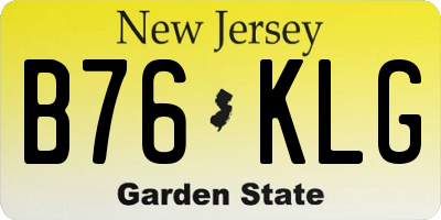 NJ license plate B76KLG