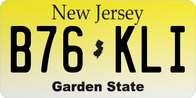 NJ license plate B76KLI