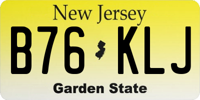 NJ license plate B76KLJ