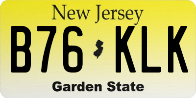 NJ license plate B76KLK