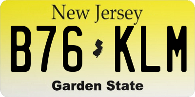 NJ license plate B76KLM