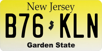 NJ license plate B76KLN
