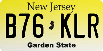 NJ license plate B76KLR