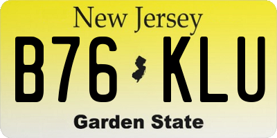 NJ license plate B76KLU