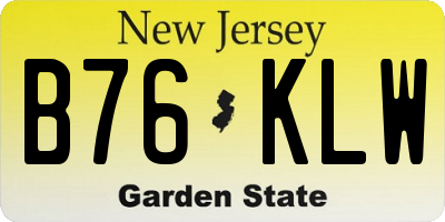 NJ license plate B76KLW