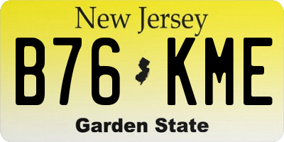 NJ license plate B76KME