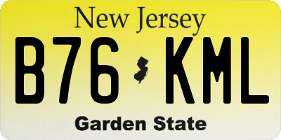 NJ license plate B76KML