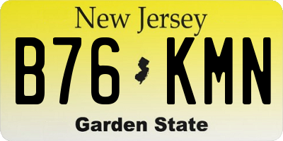 NJ license plate B76KMN