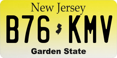 NJ license plate B76KMV