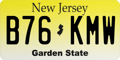 NJ license plate B76KMW