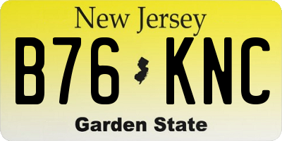 NJ license plate B76KNC