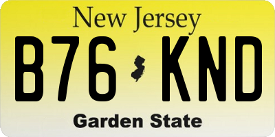 NJ license plate B76KND