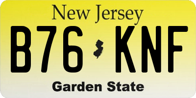 NJ license plate B76KNF