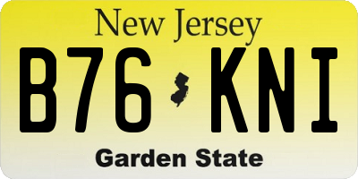NJ license plate B76KNI