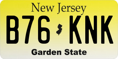 NJ license plate B76KNK