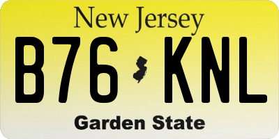 NJ license plate B76KNL