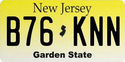 NJ license plate B76KNN