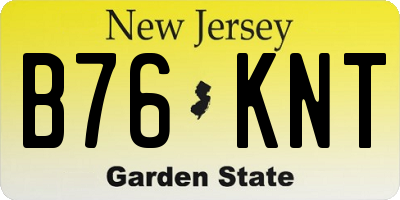 NJ license plate B76KNT