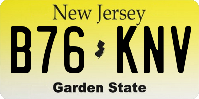 NJ license plate B76KNV